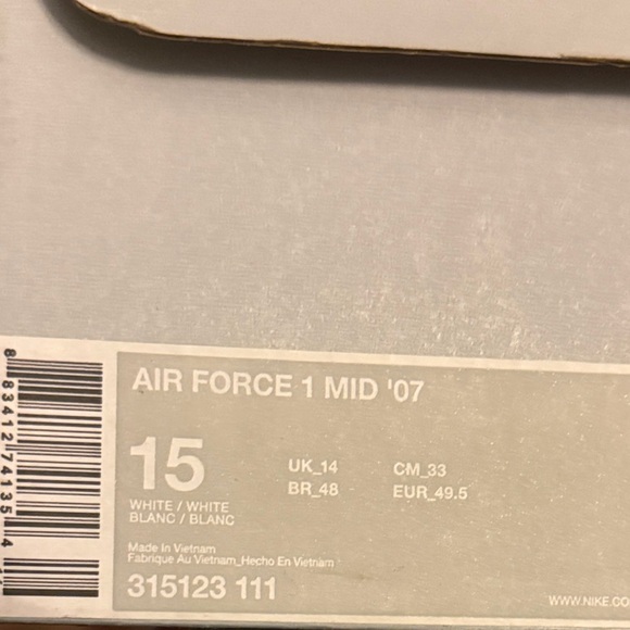 Nike Classic Air Force 1 Mid Top White High-Tops 2007 - Picture 13 of 13